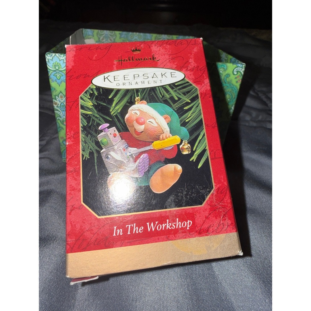 Hallmark Keepsake Ornament In The Workshop 1999 Bear Elf Robot Nina Aube Vintage